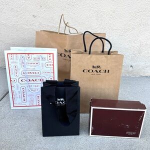 COACH shopping bags 4 handle bags 1 box collection logo storage shoppers bundle